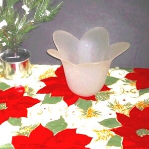 Tulip  white frosted glass candle holder